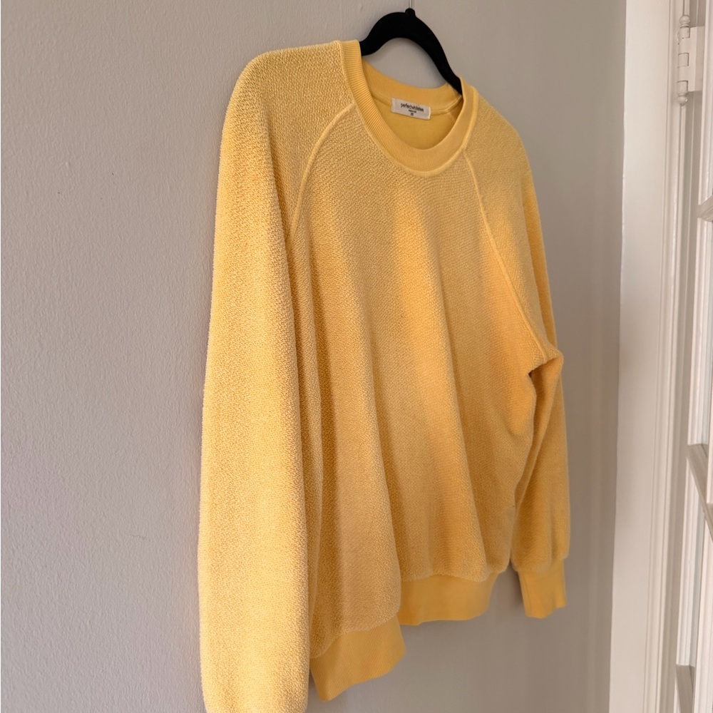 perfectwhitetee Ziggy Textured Inside Out Crewneck Sweater - Yellow - XS - Picture 5 of 6